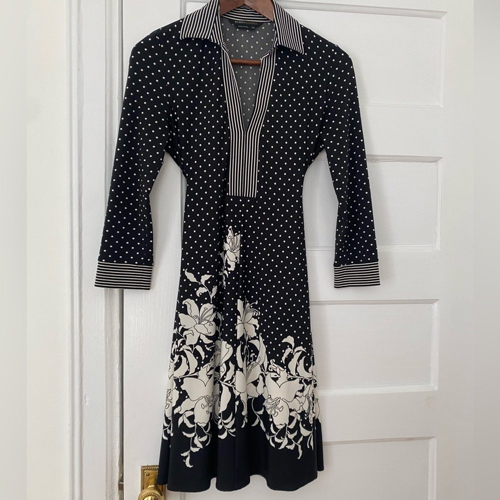 BCBG retro polka dot dress with collar